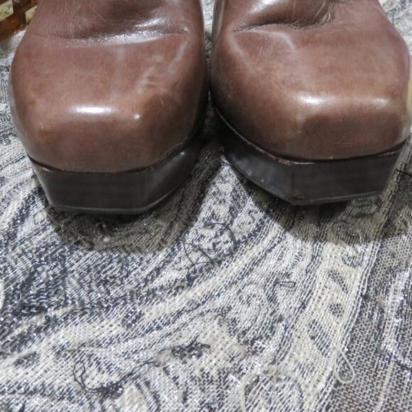 BOGO Nine West Brown Leather Platform Booties Ankle Boots Heels Stilettos 10 - Picture 2 of 14
